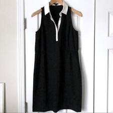 Ann Taylor black cream shirt dress sleeveless sz S