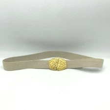 Douglas Paquette Belt Buckle Gold Tone Adjustable Belt Scrollwork 