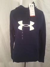 UA Under Armour Womens Dark Navy Blue Big Logo All season Gear Hoodie Small S