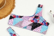 One Shoulder Patchwork Bikini Women's Swimwear Top
