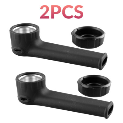 #ad 2 Pack SILICONE SMOKING PIPE 4quot; With Lid And Stainless Steel Screen Black USA $7.25
