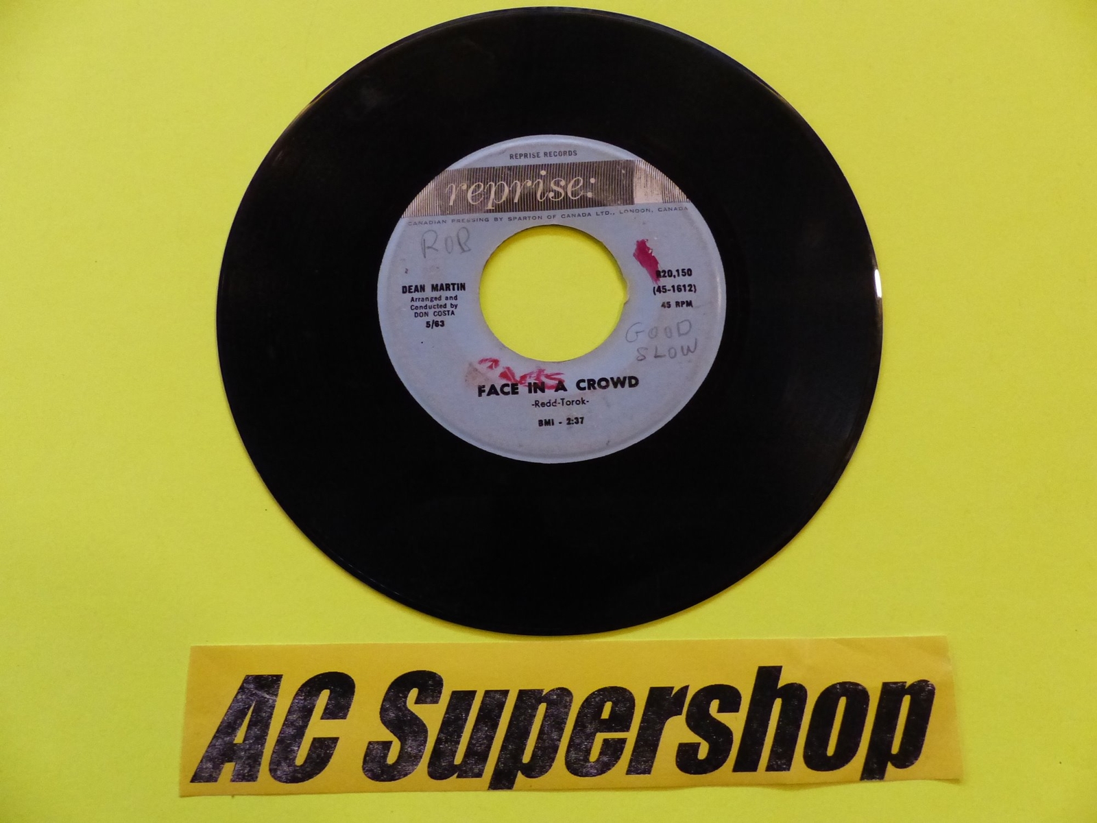 Dean Martin face in a crowd / ain't gonna try anymore 45 Record Vinyl