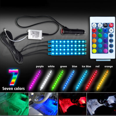 SYJIIP USB RGB LED Light Strip Kit For Car Interior – 4 Strips, Music Control, 20-Key Remote
