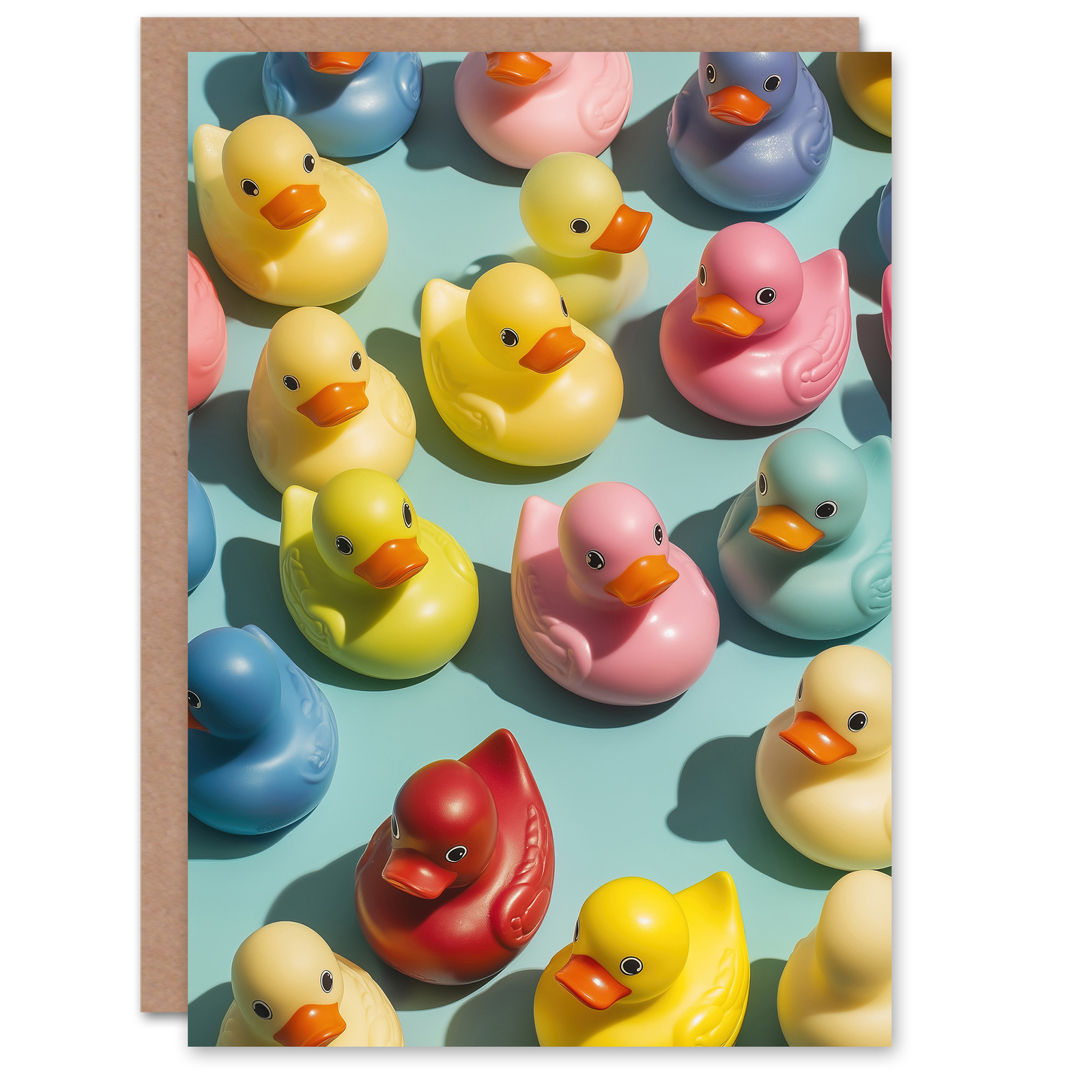 Rubber Ducks Ducky Colourful Pattern Modern Birthday Greeting Card