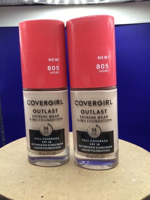 CoverGirl Outlast Extreme Wear 3 in 1 Liquid Foundation Lot of 2: Select Shade