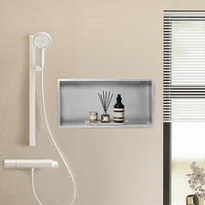 12"x24" Shower Niche Bathroom Stainless Steel Shower Shelf Storage Silver Gray