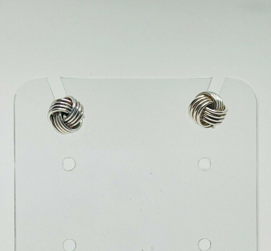 Gorgeous Solid Knot Shapped Stud Earrings 925 Sol… - image 1