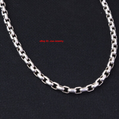 Real 925 Sterling Silver Men Women Necklace Rolo Link Chain  - Main Image