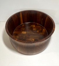 Large Turned Wooden Bowl Cottage Decor Fruit Crafts Butcher Block Bottom