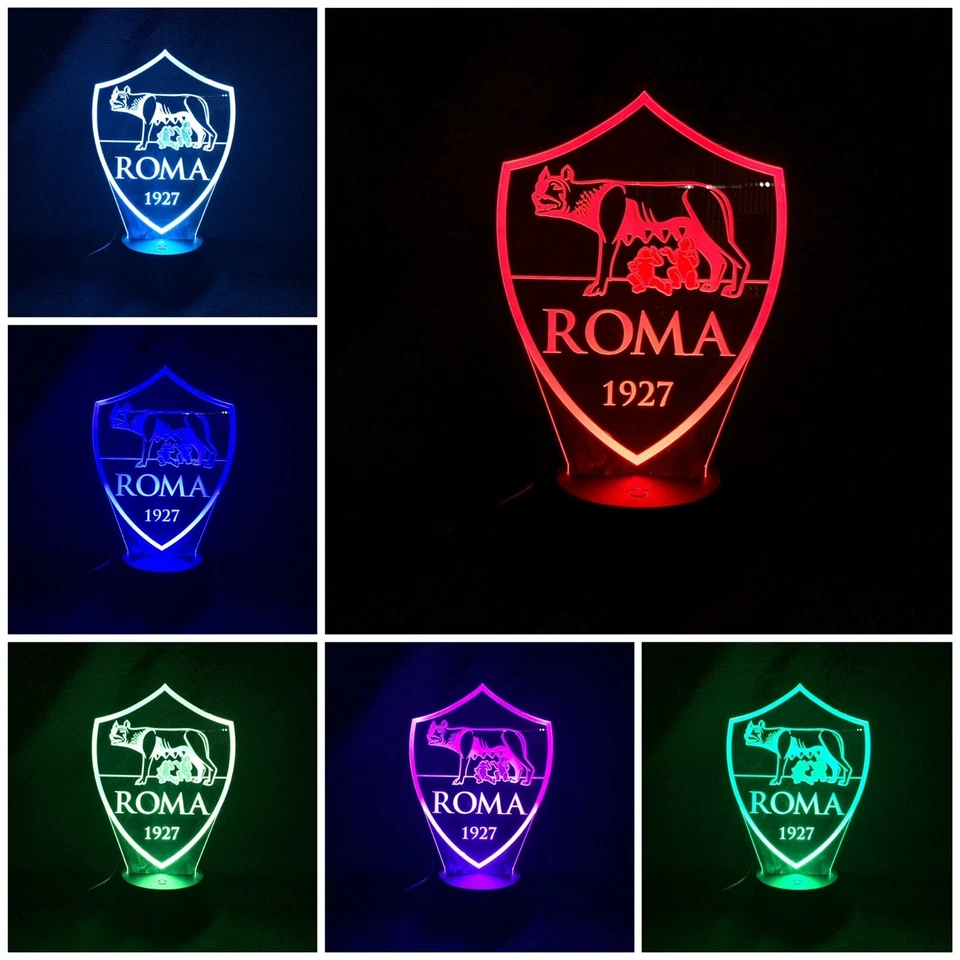 AS ROMA ASR LOGO Lampada a led 3D Personalizza la tua passione REGALO DI NATALE