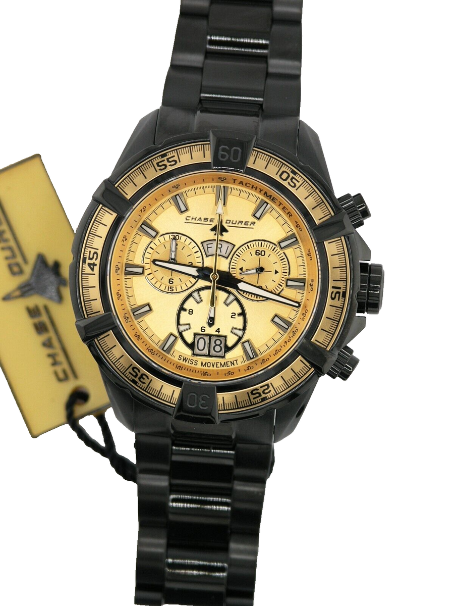 NEW CHASE DURER CDW-0042 AIR FIGHTER SWISS CHRONOGRAPH BLACK