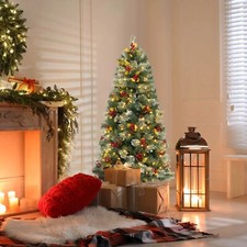 5 FT Artificial Xmas Tree with 453 Branch Tips 230 Warm White LED Lights