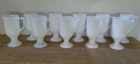 Vintage Lot of 10 Federal Footed White Milk Glass Cups Glass Mugs
