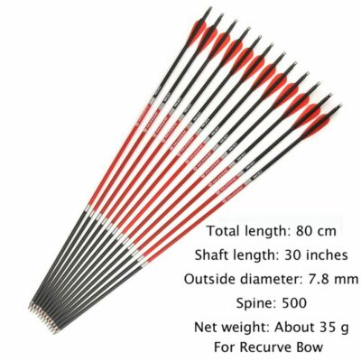 Spine 500 Carbon Arrows For Compound/Recurve Bows – 6 Or 12 Pack, 28" To 33" Lengths, Hunting & Target