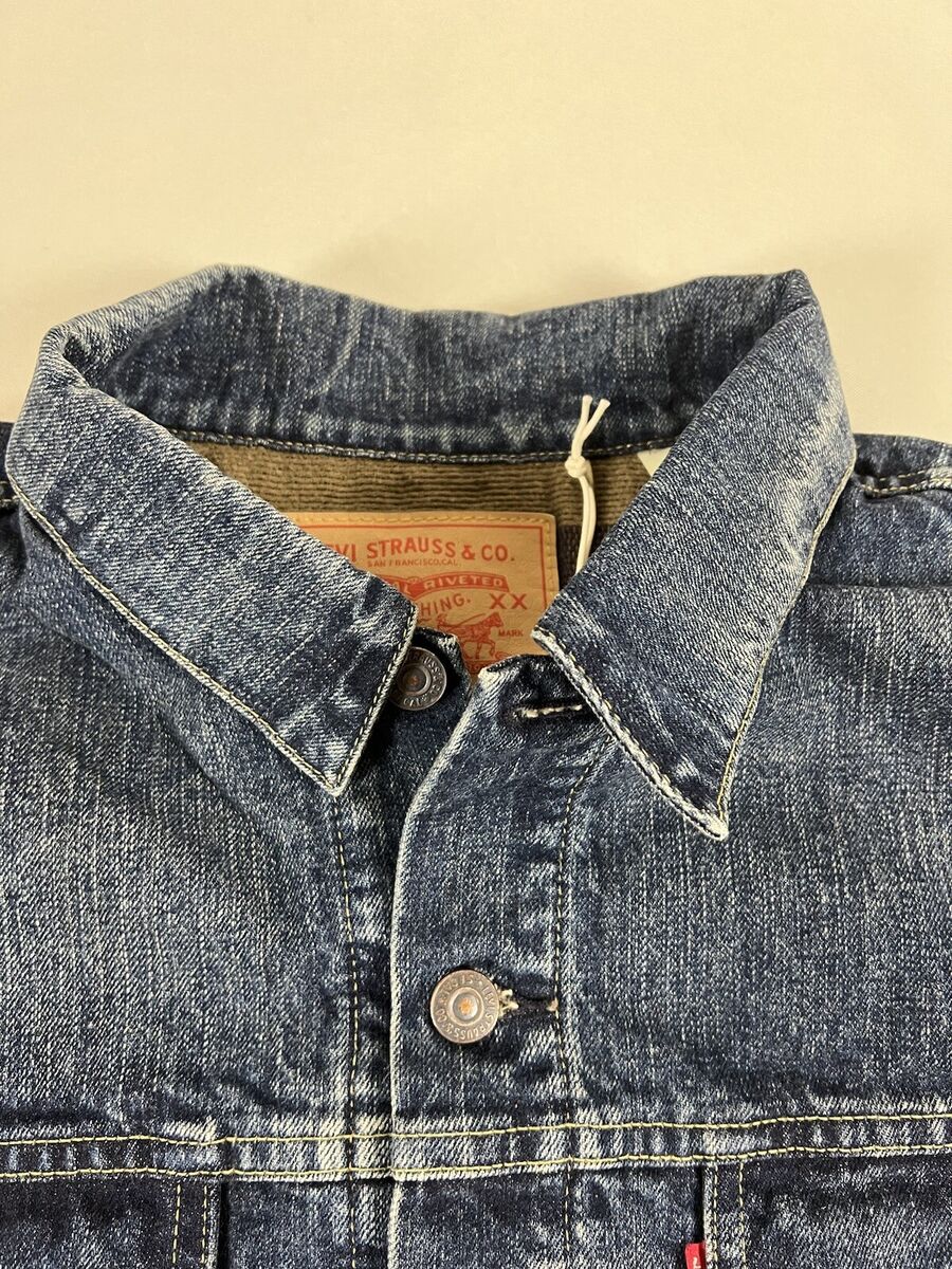 LEVIS VINTAGE CLOTHING LVC LOT 559 JACKET BLUE WORN IN XL LEVIS VINTAGE CLOTHING LVC LOT 559 JACKET BLUE WORN IN XL