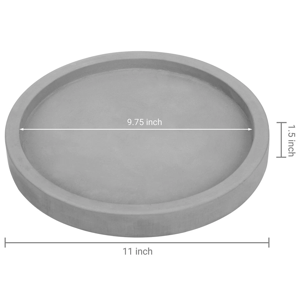 MyGift 11 Inch Classic Cement Gray Round Decorative Cosmetics Vanity Tray - Image 4 of 4