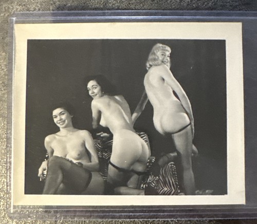 Vintage 1950's Girlie PIN UP Photo Risque B&W Original Nude  3 Women