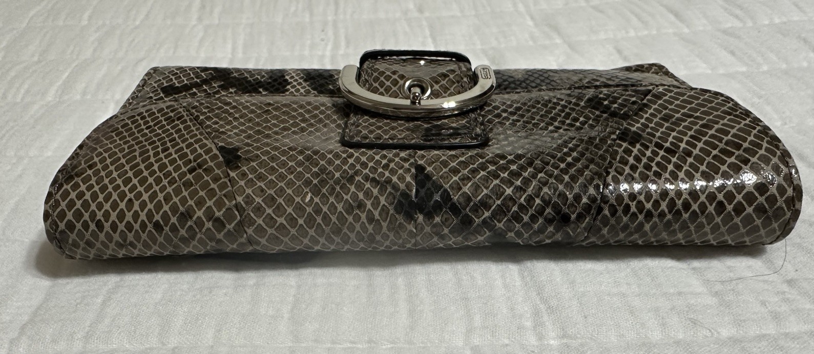 Y2K SOHO Coach Large Python Embossed Tri Fold Wal… - image 10