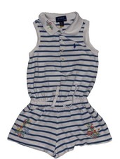Polo Ralph Lauren Striped Cotton Mesh Romper Nautical Embroidered Logo SZ. 4/4T