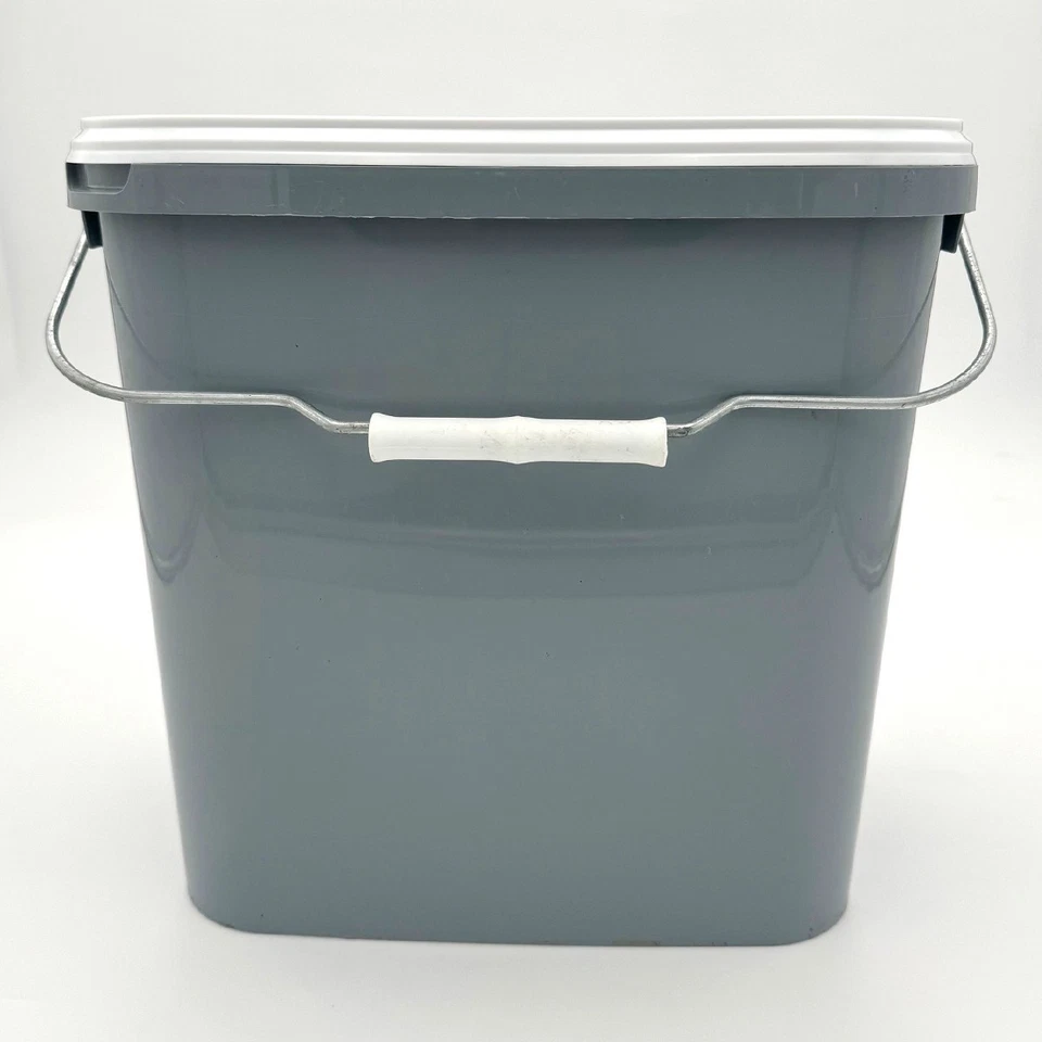 10 Eimer rechteckig mit Deckel Tragegriff 11 L grau weiß Leereimer Metal Plastik - Bild 3 von 4