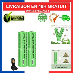 Piles rechargeables AAA 400 mAh Ni-MH 1,2 V téléphone sans fil lot 2