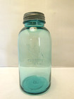 VINTAGE AQUA BLUE BALL PERFECT MASON HALF GALLON FRUIT JAR, NOS ZINC LID #QA — photo 4