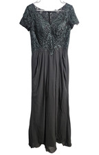 JJs House Womens 8 A-line Bridesmaid Dress Prom Maxi Steel Gray Embroidered Flaw