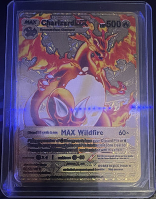 metal  Charizard DX MAX Gold Foil Pokémon Card Standard Fire HP 500 Collectible