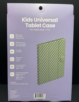 Kids Universal Tablet Case Green and Purple Fits 7-11  Tablets A3