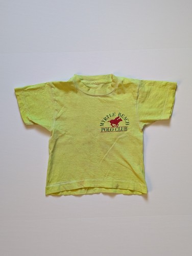 Vintage Baby Myrtle Beach Polo Club Highlighter Yellow T-Shirt Single Stitch