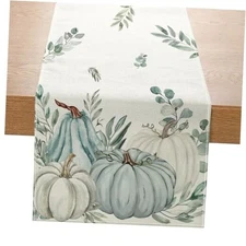 Fall Table Runner 13x72 Inch Autumn Harvest 13"W x 72"L Pumpkin Eucalyptus
