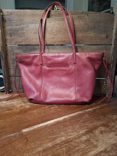 HOBO International Cecily Red Leather Tote Hand Bag Purse - 15”x10”