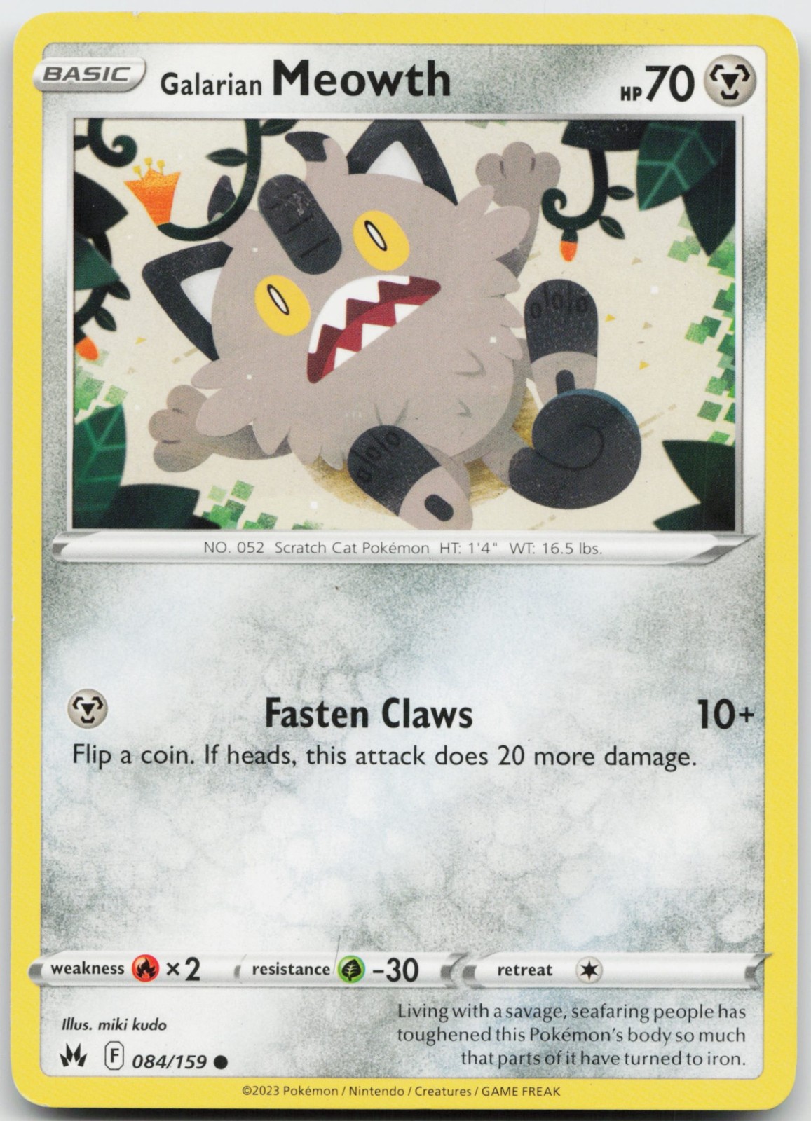 Galarian Meowth Pokemon SWSH: Crown Zenith 084/159 MP