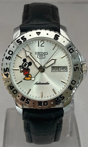 Vintage Casual Look Automatic Seiko5 Silver Dial 6309 & D/D Leather Strap Watch