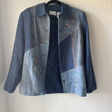 Alfred Dunner Floral Women's Jacket vintage Blazer Size 10 Blue Embroidered