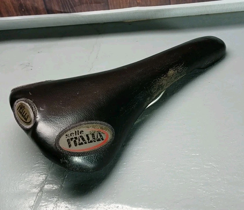 Sillín Selle Italia Flite Titanio Cuero Negro De Colección 247g Vuelo 2002 Foto 3 de 4