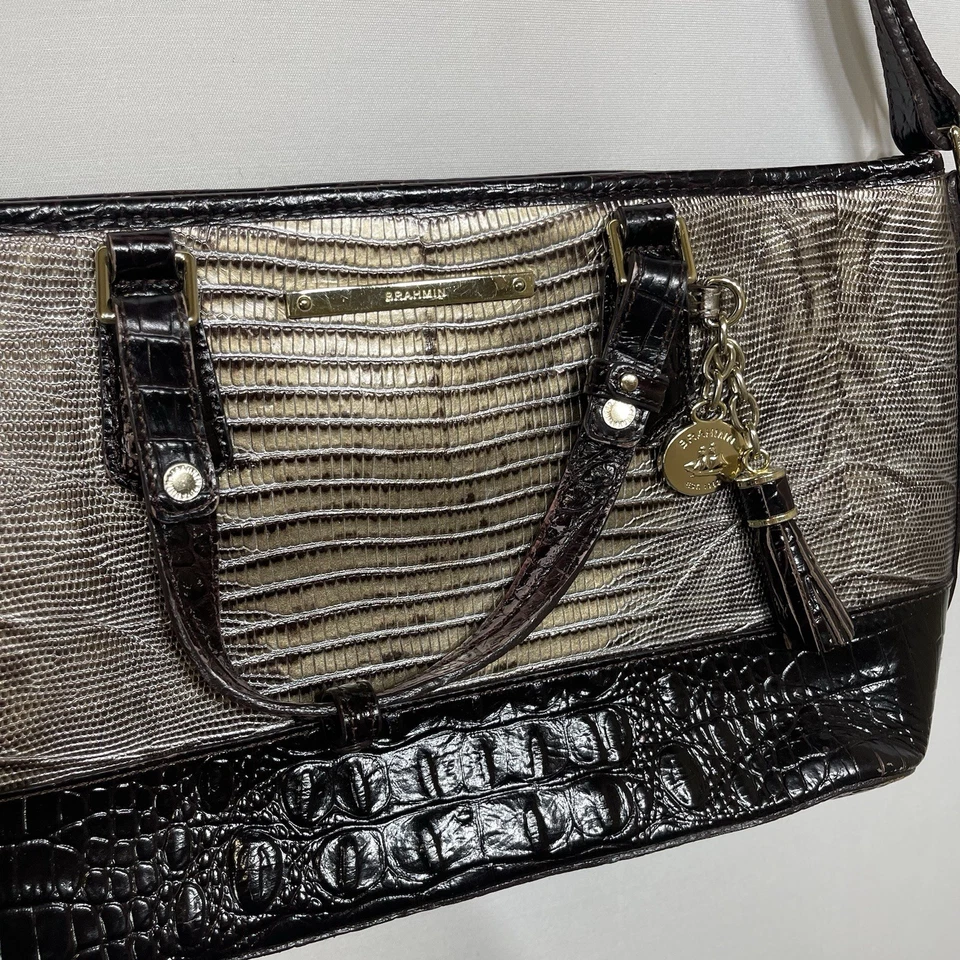 Bolso Bandolera Brahmin Sable Pennfield Mini Asher Cuero Melbourne Dorado Marrón Foto 2 de 4