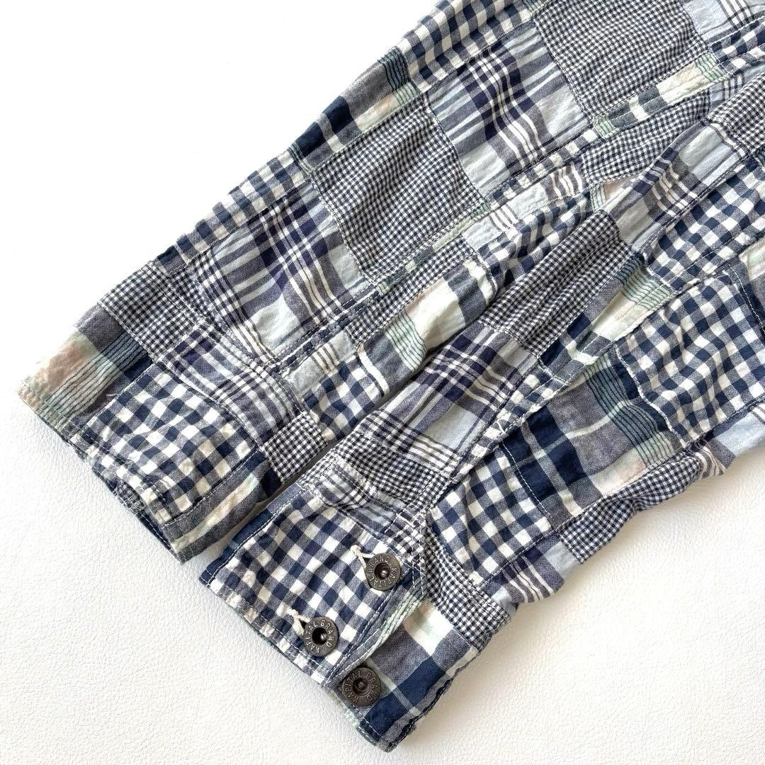 KAPITAL Patchwork Cotton Jacket Raglan Sleeve Blu… - image 8