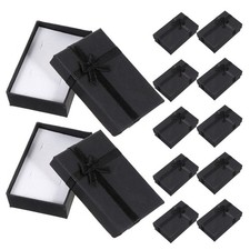 12 Pcs Cardboard Jewelry Boxes With Ribbon Bow Bracelet Organizer Ear Stud Wrap
