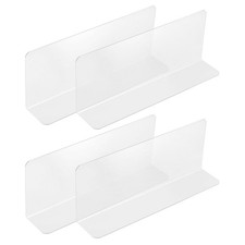 4pcs Clear Shelf Dividers, 10"x3.9" Plastic L-Shaped Shelf Separator
