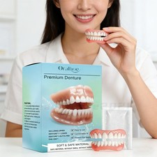 Modified Silicone Denture Kit Veneers Dental Tooth Cover Snap False Teeth Set US