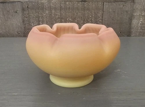 Fenton Burmese Satin Glass Rose Bowls, Vase Uranium Yellow, Pink Gold Posey...