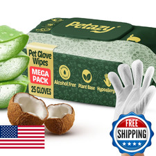 Petazy Pet Glove Wipes for Dogs  Cats   Hypoallergenic Thick Cleaning Gloves wi