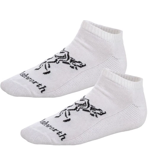 2 Pairs of Ashworth Mens Low Cut Cotton Trainer Socks - White 10-13US