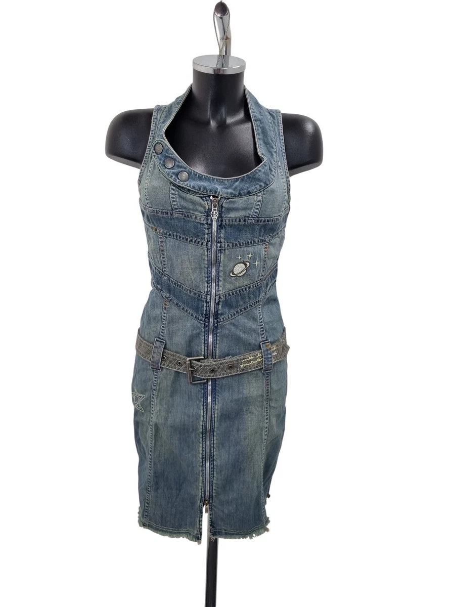 diesel denim dress ladies Diesel - Denim maxi dress with leather piping - Dresses - Woman