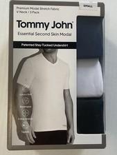 Tommy John Essential Second Skin Modal V-Neck Undershirt Men  s S 3 Pack Assorted
