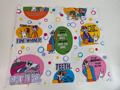 Maxine 2010 Hallmark Robert Kaufman Funny Jokes Cotton Fabric Half Yd 18'' x 43''