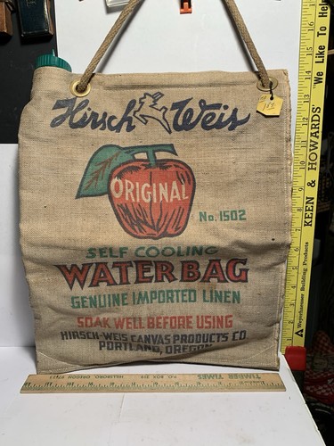 VTG NOS AUTO HIRSCH WEIS Canvas Water Bag 1502 Self Cooling Stag Portland Oregon