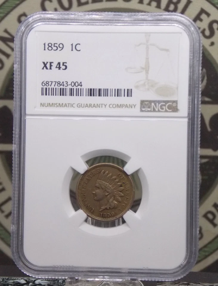 1859 Indian Head Cent Penny 1c NGC XF45 #004 Extra Fine ECC&C, Inc. - Image 3 of 4