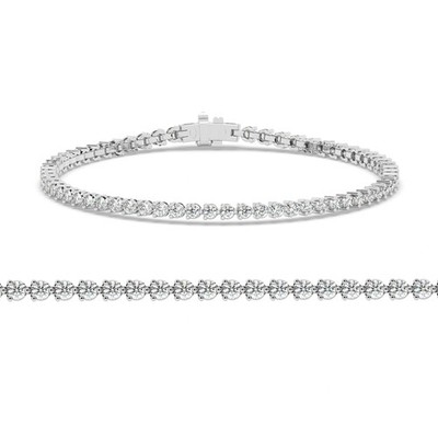 Labgrown Tennisarmband mit rundem Diamant in 9 Karat Weißgold 2 kt